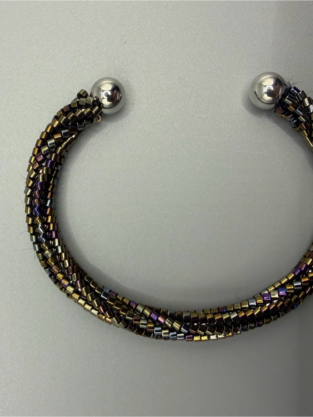 Hand made Beaded Hematite Multi-Color Cuff Bracelet